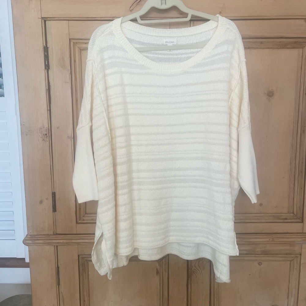 Pilcro Textured Cream Knit Tunic Sweater